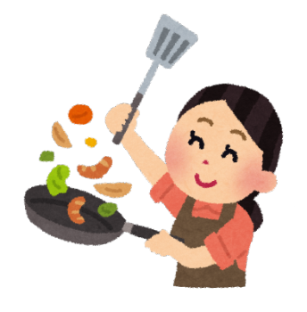 料理をしている女性の画像
